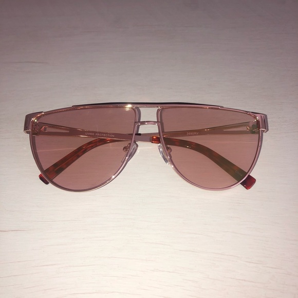 Classic Aviator Sunglasses Flat Top Mirrored Rose - Picture 1 of 6